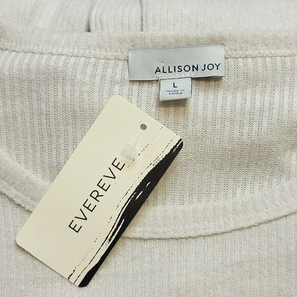 Allison Joy Evereve Nora Ruffle Top Scoop Neck Long Sleeve Ivory Cream Size L - Picture 9 of 11
